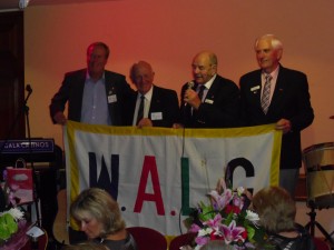 Från vänster: Jan Johansson, Tony Broadhurst, Doug Crosby, Peter Read (sekreterare i WALG).